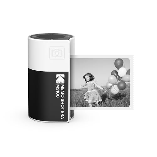 KODAK Memo Shot ERA Kinder-Sofortbild-Digitalkamera und Foto-Etikettendrucker, Weiß (Kamera mit 1 Rolle One-Touch-Etikettenpatrone) von KODAK