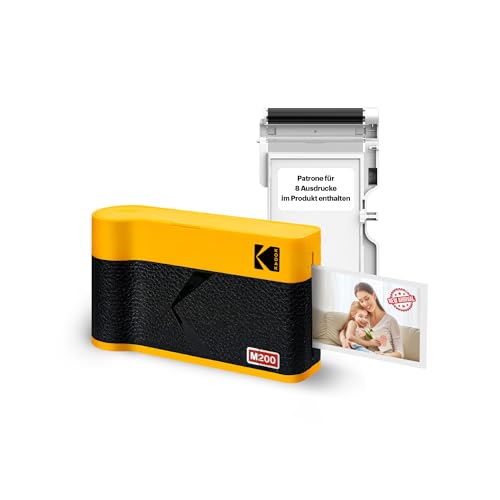 KODAK Mini 2 ERA 4PASS Mobiler Fotodrucker (5,3x8,6cm) (Gelb, Fotodrucker + 8 Blatts) von KODAK
