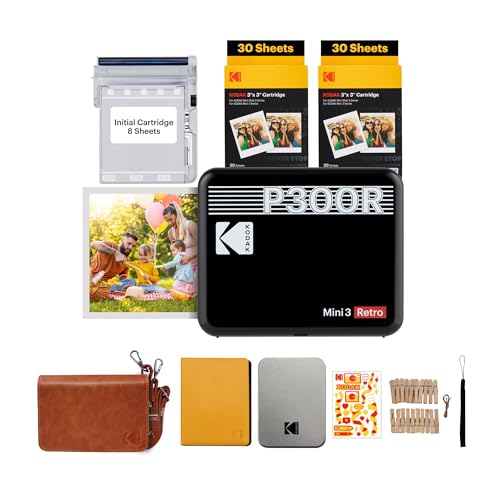KODAK Mini 3, tragbarer Fotodrucker für Smartphones, Apple iOS und Android, 76 x 76 mm, Bluetooth, kabellos, 68 Blatt – Schwarz KODAK Mini 3, tragbarer Fotodrucker für Smartphones, Apple iOS und Android, 76 x 76 mm, Bluetooth, kabellos, 68 Blatt – Schwarz von KODAK