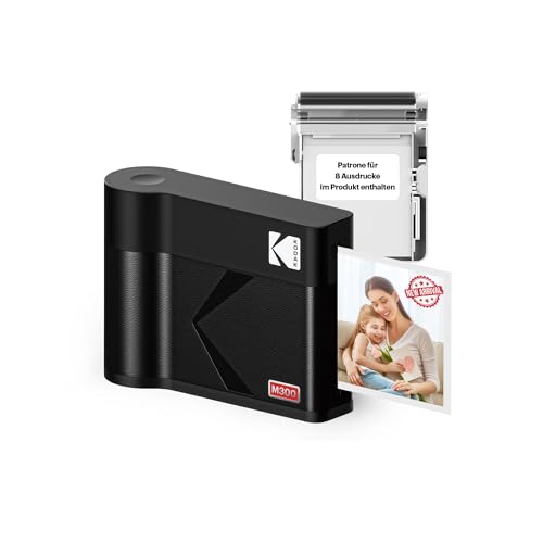 KODAK Mini 3 ERA 4PASS Mobiler Fotodrucker (7,6x7,6cm) (Schwarz, Fotodrucker + 8 Blatts) von KODAK