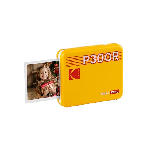 KODAK Mini 3 Retro 4PASS Mobiler Fotodrucker (7,6x7,6cm) - Gelb von KODAK