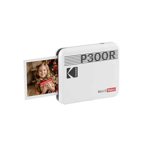 KODAK Mini 3 Retro 4PASS Mobiler Fotodrucker (7,6x7,6cm) - Weiß von KODAK