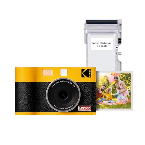 KODAK Mini Shot 2 ERA 4PASS 2-in-1 Sofortbildkamera und Fotodrucker (5,3x8,6cm) (Fotodrucker + 8 Blatts, Gelb) von KODAK