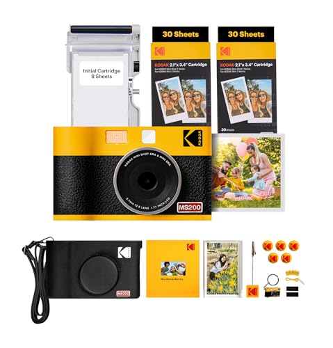 KODAK Mini Shot 2 ERA 4PASS 2-in-1 Sofortbildkamera und Fotodrucker (5,3x8,6cm) Fotodrucker + Gift Paket+ 8 Blatt im Lieferumfang enthalten + 60-Blatt-Patrone, Gelb von KODAK