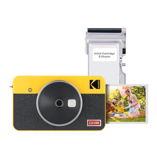 KODAK Mini Shot 2 Retro 4PASS 2-in-1 Sofortbildkamera und Fotodrucker (5,3x8,6cm) + 8 Blatts, Gelb von KODAK