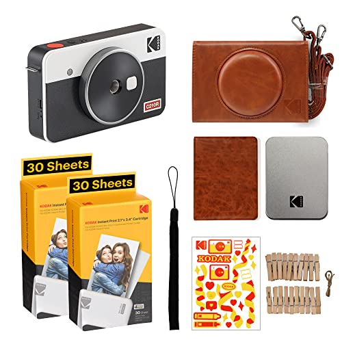 KODAK Mini Shot 2 Retro 4PASS 2-in-1 Sofortbildkamera und Fotodrucker (5,3x8,6cm) + Gift Paket mit 68 Blatt, Weiß von KODAK