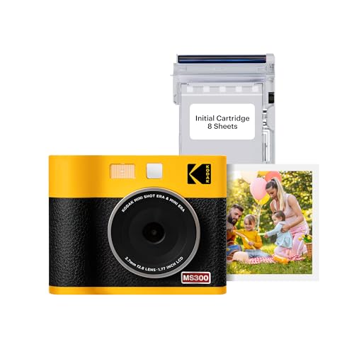 KODAK Mini Shot 3 ERA 4PASS 2-in-1 Sofortbildkamera und Fotodrucker (7,6x7,6cm) Sofortbildkamera + 8 Blatts, Gelb von KODAK