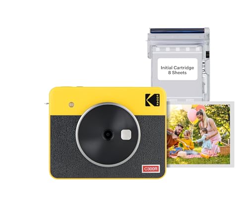 KODAK Mini Shot 3 Retro 4PASS 2-in-1 Sofortbildkamera und Fotodrucker (7,6x7,6cm) + 8 Blatts, Gelb von KODAK