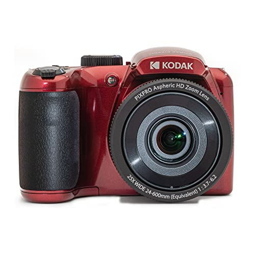 KODAK PIXPRO Astro Zoom AZ255-RD 16MP Digitalkamera mit 25-fachem optischen Zoom, 24 mm Weitwinkel, 1080P Full HD Video und 7,6 cm LCD, Rot von KODAK