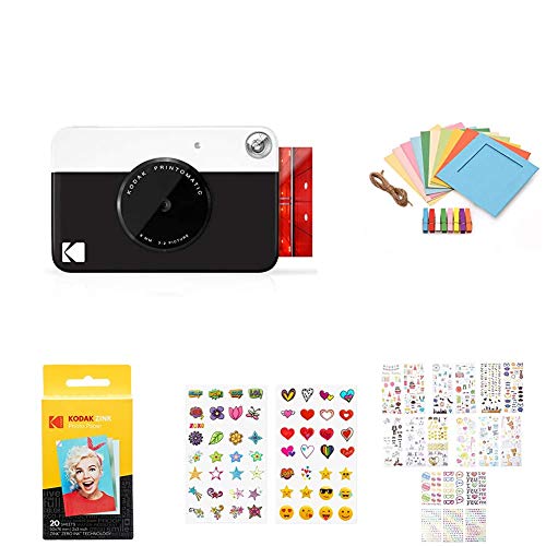 KODAK PRINTOMATIC Digitale Sofortbildkamera, Vollfarbdrucke auf Zink 2x3-Fotopapier mit Sticky-Back-Funktion - Drucken Sie Memories Sofort (Schwarz), Starter Bundle von KODAK