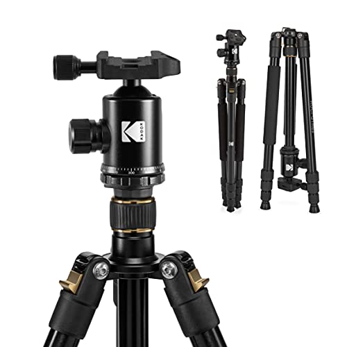 KODAK Photo Gear 63-Zoll-Stativ und -Einbeinstativ mit 360°-Kugelkopf | Hochwertiges professionelles 2-in-1-Aluminium-Kamerastativ mit Bluetooth-Fernbedienung und Smartphone-Adapter von KODAK