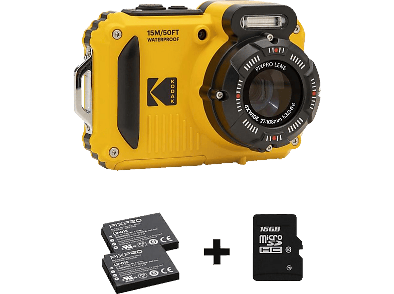 KODAK PixPro WPZ2 Unterwasser Digitalkamera Gelb, 4x opt. Zoom, LCD (230K Pixel) von KODAK