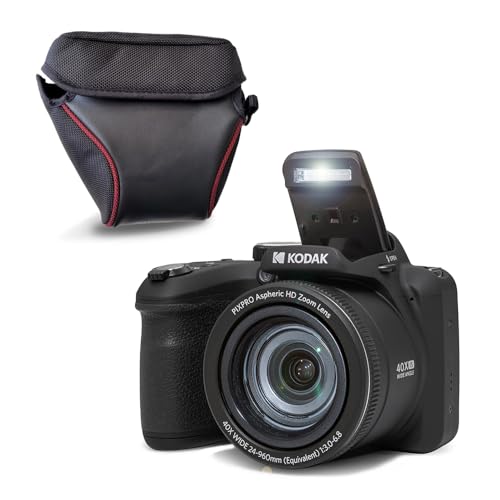 KODAK Pixpro Astro Zoom AZ405 + Schutzhülle – Digitalkamera Bridge, Zoom X40, Weitwinkel von 24 mm, 20 Megapixel, LCD 3, Video Full HD 1080p, OIS, AA-Batterie – Schwarz von KODAK