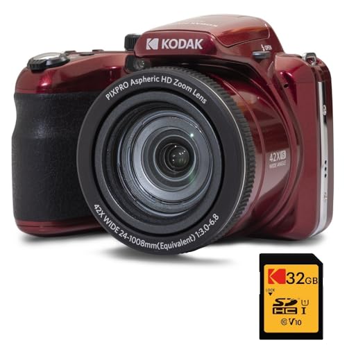 KODAK Pixpro Astro Zoom AZ425 – Digitalkamera Bridge, 42-facher optischer Zoom, 24 mm Weitwinkel, 20 Megapixel, LCD 3, Video Full HD 1080p, Li-Ion-Akku – Rot von KODAK