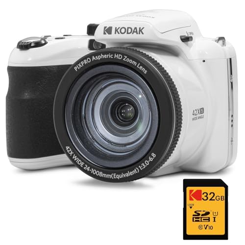 KODAK Pixpro Astro Zoom AZ425 – Digitalkamera Bridge, 42-facher optischer Zoom, 24 mm Weitwinkel, 20 Megapixel, LCD 3, Video Full HD 1080p, Li-Ion-Akku – Weiß von KODAK