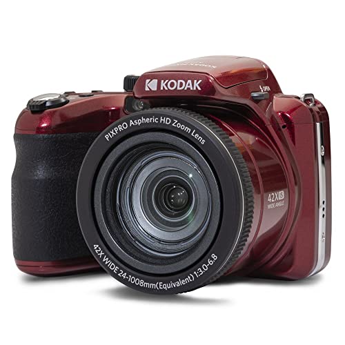 KODAK Pixpro Astro Zoom AZ425 - Digitale Bridge-Kamera, 42X optischer Zoom, 24 mm Weitwinkel, 20 Megapixel, 3-Zoll-LCD, Full HD 1080p Video, Li-Ionen-Akku - Rot von AgfaPhoto