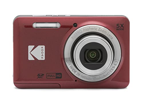 KODAK Pixpro FZ55-16 Megapixel Digitalkamera, 5X optischer Zoom, 2.7 LCD, optischer Bildstabilisator, 720p Full HD-Video, Lithium-Ionen - Rot von KODAK