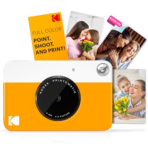KODAK Printomatic Sofortbild-Digitalkamera in Vollfarbe - Hochwertige Fotos auf Zink 2x3" Klebefotopapier - 5MP, tragbar, kreatives Spaßgeschenk für Geburtstag, Weihnachten, Feiertag - Gelb von KODAK