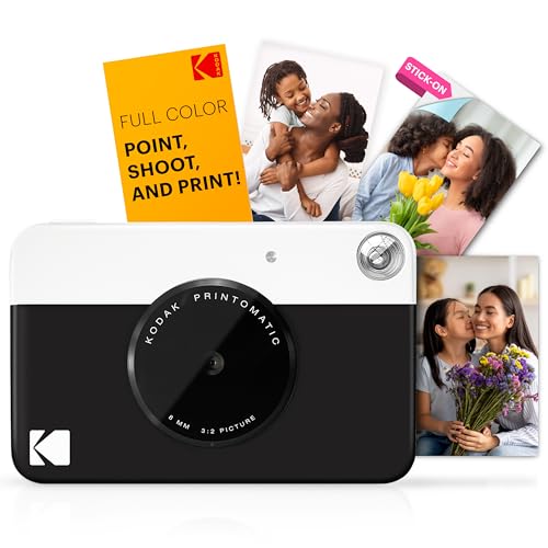 KODAK Printomatic Sofortbild-Digitalkamera in Vollfarbe - Hochwertige Fotos auf Zink 2x3" Klebefotopapier - 5MP, tragbar, kreatives Spaßgeschenk für Geburtstag, Weihnachten, Feiertag - Schwarz von KODAK