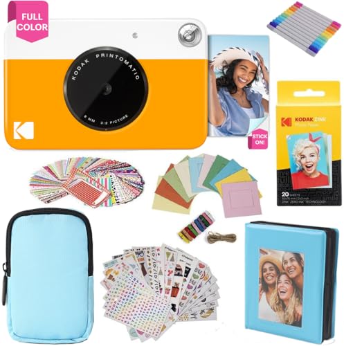 KODAK Printomatic Vollfarb-Sofortdruckkamera + Softcase + Zink 2x3 Zoll selbstklebendes Fotopapier, 20er-Pack + Album + Sticker-Sets + Sticker-Rahmen + Marker + Hängerahmen – Gelb KODAK Printomatic Vollfarb-Sofortdruckkamera + Softcase + Zink 2x3 Zoll selbstklebendes Fotopapier, 20er-Pack + Album + Sticker-Sets + Sticker-Rahmen + Marker + Hängerahmen – Gelb von KODAK