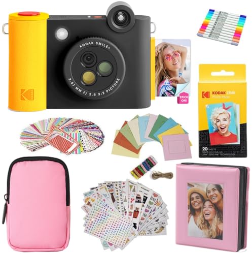 KODAK Smile+ 2-in-1 Digitale Sofortbildkamera & Fotodrucker Geschenkpaket + Tasche + Zink 20 Blatt + Album + Sticker & Marker - Schwarz KODAK Smile+ 2-in-1 Digitale Sofortbildkamera & Fotodrucker Geschenkpaket + Tasche + Zink 20 Blatt + Album + Sticker & Marker - Schwarz von KODAK