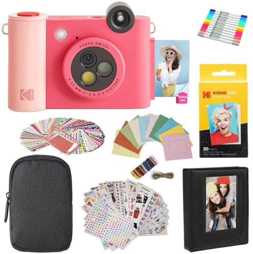 KODAK Smile+ 2-in-1 Digitale Sofortbildkamera & Fotodrucker Geschenkpaket + Tasche + Zink 20 Blatt + Album + Sticker & Marker - Fuchsia KODAK Smile+ 2-in-1 Digitale Sofortbildkamera & Fotodrucker Geschenkpaket + Tasche + Zink 20 Blatt + Album + Sticker & Marker - Fuchsia von KODAK