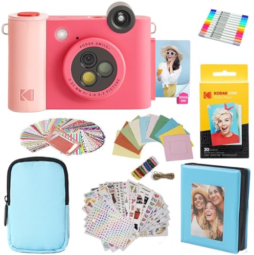 KODAK Smile+ 2-in-1 Digitale Sofortbildkamera & Fotodrucker Geschenkpaket + Tasche + Zink 20 Blatt + Album + Stickerrahmen & Marker - Fuchsia KODAK Smile+ 2-in-1 Digitale Sofortbildkamera & Fotodrucker Geschenkpaket + Tasche + Zink 20 Blatt + Album + Stickerrahmen & Marker - Fuchsia von KODAK