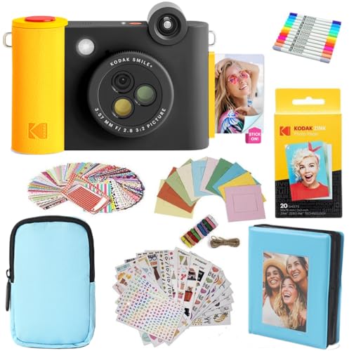 KODAK Smile+ 2-in-1 Digitale Sofortbildkamera & Fotodrucker Geschenkpaket + Tasche + Zink 20 Blatt + Album + Stickerrahmen & Marker - Schwarz KODAK Smile+ 2-in-1 Digitale Sofortbildkamera & Fotodrucker Geschenkpaket + Tasche + Zink 20 Blatt + Album + Stickerrahmen & Marker - Schwarz von KODAK