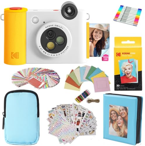 KODAK Smile+ 2-in-1 Digitale Sofortbildkamera & Fotodrucker Geschenkpaket + Tasche + Zink 20 Blatt + Album + Stickerrahmen & Marker - Weiß KODAK Smile+ 2-in-1 Digitale Sofortbildkamera & Fotodrucker Geschenkpaket + Tasche + Zink 20 Blatt + Album + Stickerrahmen & Marker - Weiß von KODAK