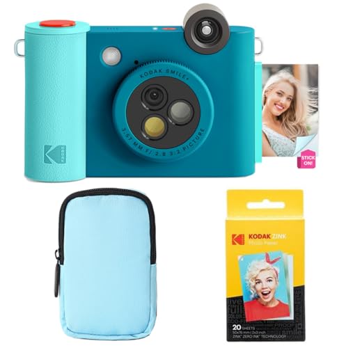 KODAK Smile+ 2-in-1 Digitale Sofortbildkamera & Bluetooth Fotodrucker Starterpaket + Deluxe Tasche + Zink 20 Blatt - Blau KODAK Smile+ 2-in-1 Digitale Sofortbildkamera & Bluetooth Fotodrucker Starterpaket + Deluxe Tasche + Zink 20 Blatt - Blau von KODAK