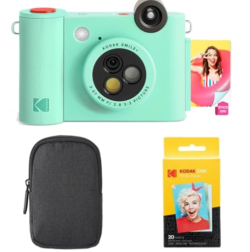 KODAK Smile+ 2-in-1 Digitale Sofortbildkamera & Bluetooth Fotodrucker Starterpaket + Tragetasche + Zink 20 Blatt - Grün KODAK Smile+ 2-in-1 Digitale Sofortbildkamera & Bluetooth Fotodrucker Starterpaket + Tragetasche + Zink 20 Blatt - Grün von KODAK