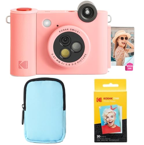 KODAK Smile+ 2-in-1 Digitale Sofortbildkamera & Bluetooth Fotodrucker Starterpaket + Deluxe Tasche + Zink 20 Blatt - Rosa KODAK Smile+ 2-in-1 Digitale Sofortbildkamera & Bluetooth Fotodrucker Starterpaket + Deluxe Tasche + Zink 20 Blatt - Rosa von KODAK