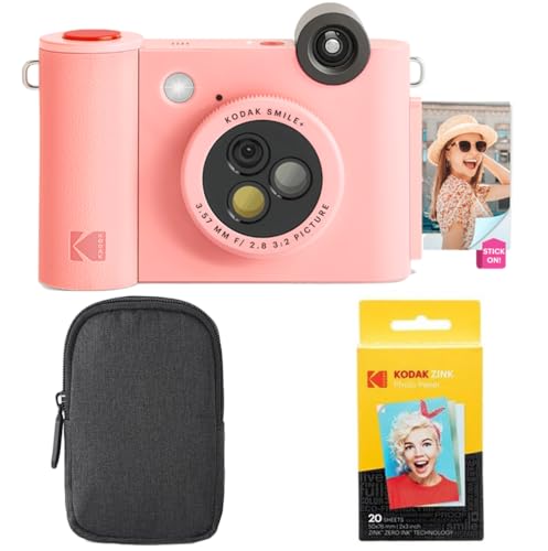 KODAK Smile+ 2-in-1 Digitale Sofortbildkamera & Bluetooth Fotodrucker Starterpaket + Tragetasche + Zink 20 Blatt - Rosa KODAK Smile+ 2-in-1 Digitale Sofortbildkamera & Bluetooth Fotodrucker Starterpaket + Tragetasche + Zink 20 Blatt - Rosa von KODAK