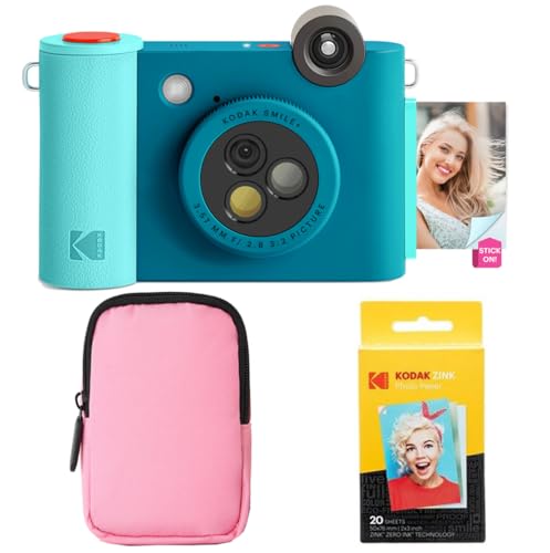 KODAK Smile+ 2-in-1 Digitale Sofortbildkamera & Bluetooth Fotodrucker Starterpaket + Weiche Tasche + Zink 20 Blatt - Blau KODAK Smile+ 2-in-1 Digitale Sofortbildkamera & Bluetooth Fotodrucker Starterpaket + Weiche Tasche + Zink 20 Blatt - Blau von KODAK