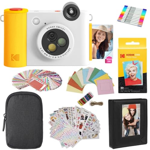 KODAK Smile+ 2-in-1 Digitale Sofortbildkamera & Fotodrucker Geschenkpaket + Tasche + Zink 20 Blatt + Album + Sticker & Marker - Weiß KODAK Smile+ 2-in-1 Digitale Sofortbildkamera & Fotodrucker Geschenkpaket + Tasche + Zink 20 Blatt + Album + Sticker & Marker - Weiß von KODAK