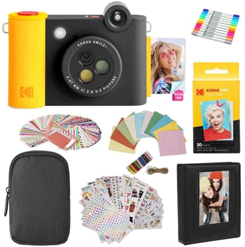 KODAK Smile+ 2-in-1 Digitale Sofortbildkamera & Fotodrucker Geschenkpaket + Tasche + Zink 20 Blatt + Album + Sticker & Marker - Schwarz KODAK Smile+ 2-in-1 Digitale Sofortbildkamera & Fotodrucker Geschenkpaket + Tasche + Zink 20 Blatt + Album + Sticker & Marker - Schwarz von KODAK