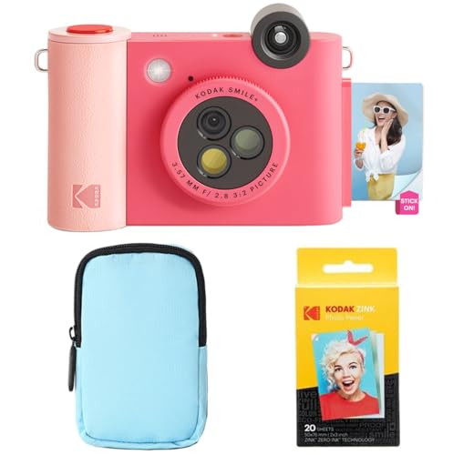 KODAK Smile+ 2-in-1 Digitale Sofortbildkamera & Bluetooth Fotodrucker Starterpaket + Deluxe Tasche + Zink 20 Blatt - Fuchsia KODAK Smile+ 2-in-1 Digitale Sofortbildkamera & Bluetooth Fotodrucker Starterpaket + Deluxe Tasche + Zink 20 Blatt - Fuchsia von KODAK