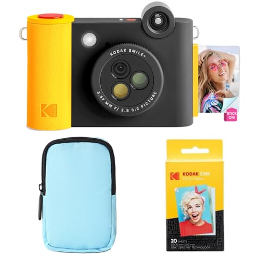 KODAK Smile+ 2-in-1 Digitale Sofortbildkamera & Bluetooth Fotodrucker Starterpaket + Deluxe Tasche + Zink 20 Blatt - Schwarz KODAK Smile+ 2-in-1 Digitale Sofortbildkamera & Bluetooth Fotodrucker Starterpaket + Deluxe Tasche + Zink 20 Blatt - Schwarz von KODAK