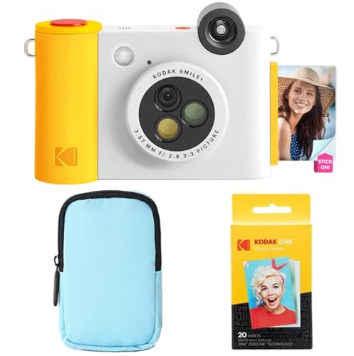 KODAK Smile+ 2-in-1 Digitale Sofortbildkamera & Bluetooth Fotodrucker Starterpaket + Deluxe Tasche + Zink 20 Blatt - Weiß KODAK Smile+ 2-in-1 Digitale Sofortbildkamera & Bluetooth Fotodrucker Starterpaket + Deluxe Tasche + Zink 20 Blatt - Weiß von KODAK