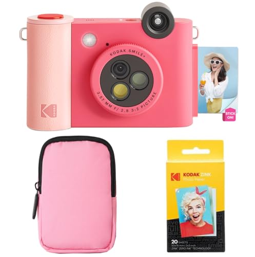 KODAK Smile+ 2-in-1 Digitale Sofortbildkamera & Bluetooth Fotodrucker Starterpaket + Weiche Tasche + Zink 20 Blatt - Fuchsia KODAK Smile+ 2-in-1 Digitale Sofortbildkamera & Bluetooth Fotodrucker Starterpaket + Weiche Tasche + Zink 20 Blatt - Fuchsia von KODAK