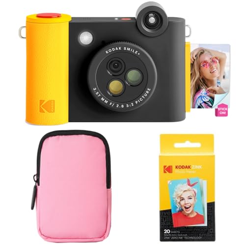 KODAK Smile+ 2-in-1 Digitale Sofortbildkamera & Bluetooth Fotodrucker Starterpaket + Weiche Tasche + Zink 20 Blatt - Schwarz KODAK Smile+ 2-in-1 Digitale Sofortbildkamera & Bluetooth Fotodrucker Starterpaket + Weiche Tasche + Zink 20 Blatt - Schwarz von KODAK