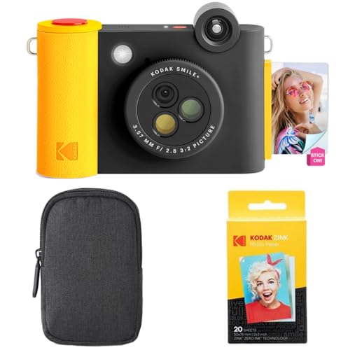 KODAK Smile+ 2-in-1 Digitale Sofortbildkamera & Bluetooth Fotodrucker Starterpaket + Tragetasche + Zink 20 Blatt - Schwarz KODAK Smile+ 2-in-1 Digitale Sofortbildkamera & Bluetooth Fotodrucker Starterpaket + Tragetasche + Zink 20 Blatt - Schwarz von KODAK