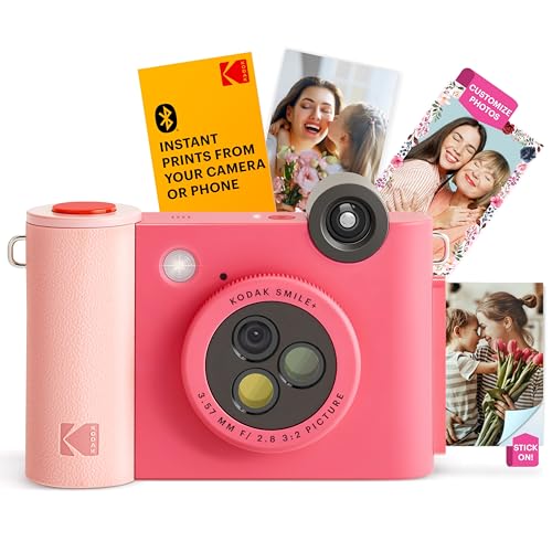 KODAK Smile+ 2-in-1 Digitale Sofortbildkamera & kabelloser Bluetooth-Fotodrucker - 10MP, Spezialeffekt-Drehobjektiv, Zink 2x3” Klebefotos, Drucken über Fun-App von Smart Devices - Fuchsie KODAK Smile+ 2-in-1 Digitale Sofortbildkamera & kabelloser Bluetooth-Fotodrucker - 10MP, Spezialeffekt-Drehobjektiv, Zink 2x3” Klebefotos, Drucken über Fun-App von Smart Devices - Fuchsie von KODAK