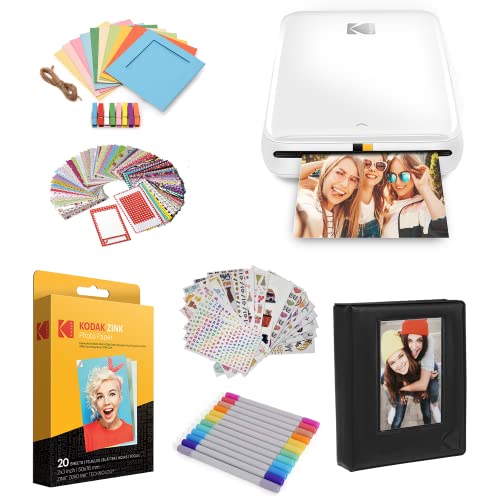 KODAK Step Drucker, Kabelloser mobiler Fotodrucker mit ZINK-Technik und gratis KODAK App für iOS und Android (Weiß) Geschenkpaket von KODAK