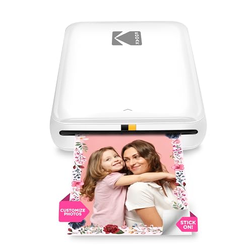 KODAK Step Sofort-Smartphone-Fotodrucker - Tragbarer Mini-Farb-Mobilfotodrucker - Zink 2x3” Klebefotos - Bluetooth-kompatibel mit iOS- & Android-Geräten - Spaßige Bearbeitungs-App - Weiß von KODAK