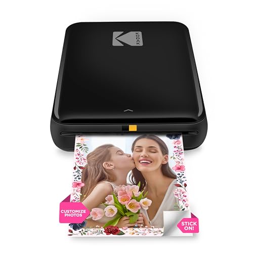 KODAK Step Sofort-Smartphone-Fotodrucker - Tragbarer Mini-Farb-Mobilfotodrucker - Zink 2x3” Klebefotos - Bluetooth-kompatibel mit iOS- & Android-Geräten - Spaßige Bearbeitungs-App - Schwarz von KODAK
