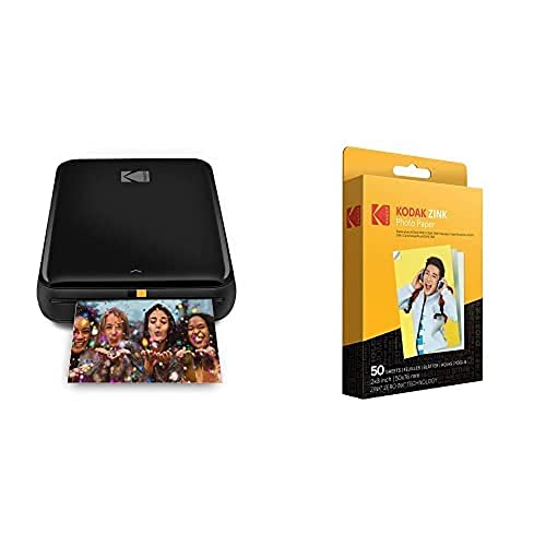 KODAK Step Drucker Drahtloser mobiler Fotodrucker mit Zink-Technologie druckt Zink Photo Paper, 50 x 76 mm, Sofortbildfilm, 50 Stück von KODAK