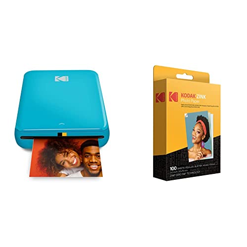 KODAK Step Instant Fotodrucker mit Bluetooth/NFC, Zink-Technologie App & 2" x3 Premium Zink Fotopapier (100 Blatt) Kompatibel PRINTOMATIC Smile- und Step-Kameras und -Druckern von KODAK