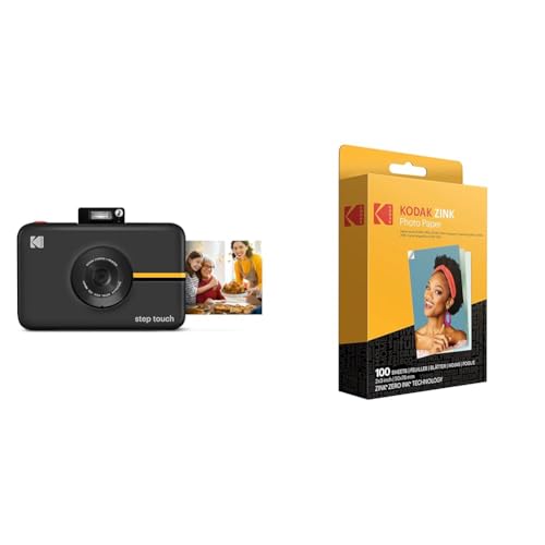 KODAK Step Touch | 13MP Digitalkamera & Instant-Drucker | Schwarz & 2" x3 Premium Zink Fotopapier (100 Blatt) Kompatibel mit Kodak PRINTOMATIC-, Kodak Smile- und Step-Kameras und -Druckern von KODAK