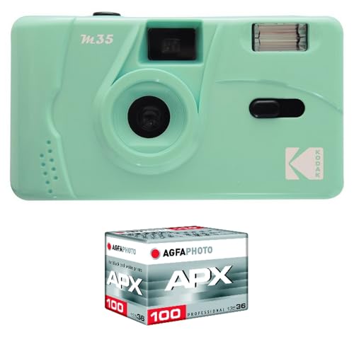 KODAK Wiederaufladbare Kamera, M35 – 35 mm, Grün + ISO-Film ohne ISO – Erfassen Sie Ihre Momente mit Eleganz und Kreativität, die Essenz unvergesslicher Erinnerungen von KODAK